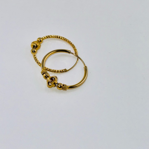 18k yellow gold vermeil diamond cut dubai hoops, beautiful daily wear earrings - Picture 5 of 6
